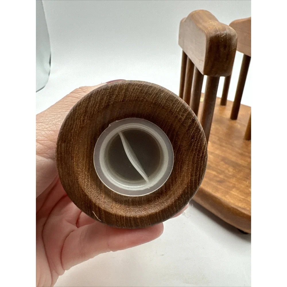 Genuine Teak Wood Salt &‎ Pepper Shakers Napkin Holder By Dolphin in Box